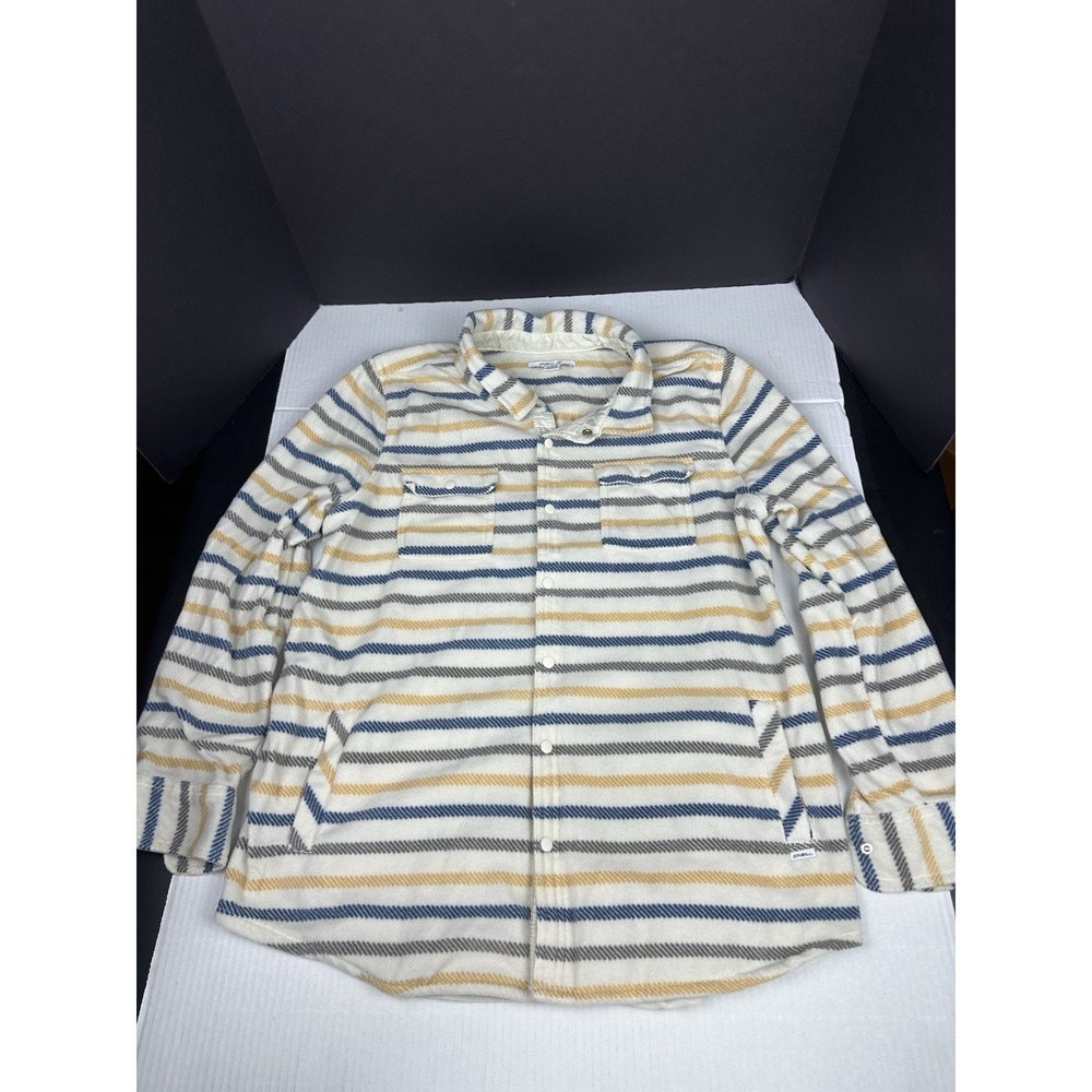 Oneill Shacket Womens XL Beige Yellow Snap Front Fleece Shirt Jacket Comfort